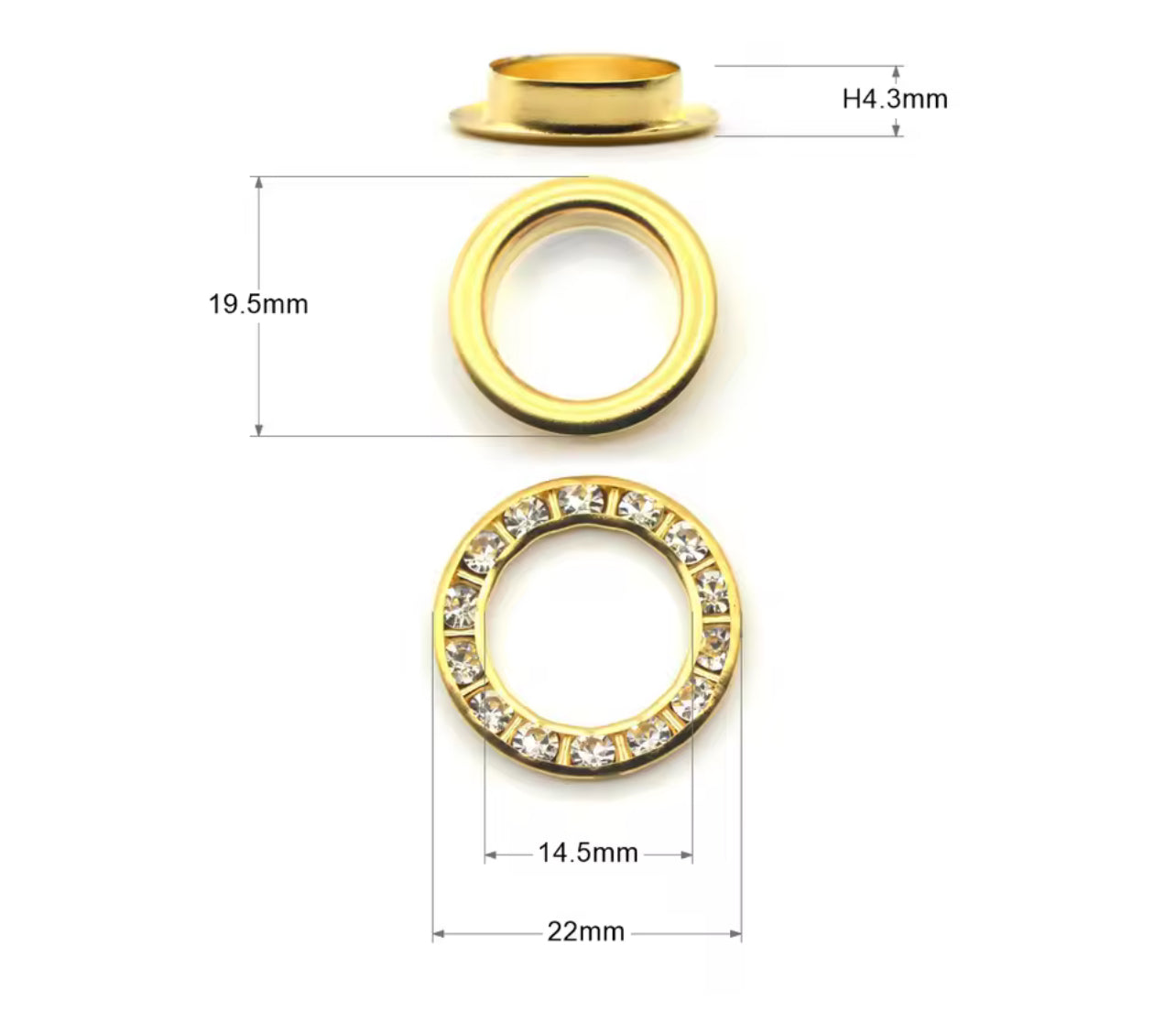 22mm Rhinestone Grommet