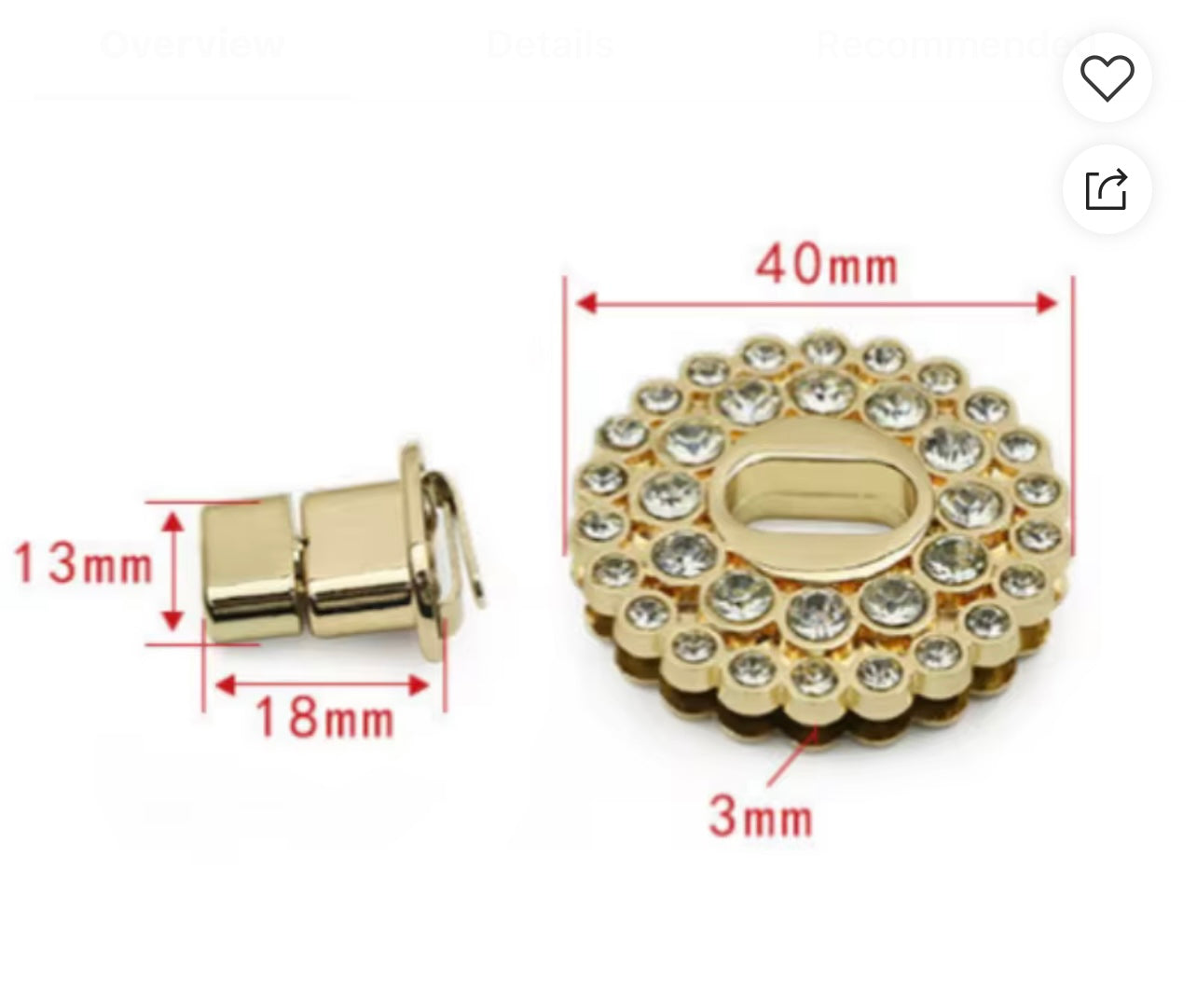 Large Rhinestone Purse Lock