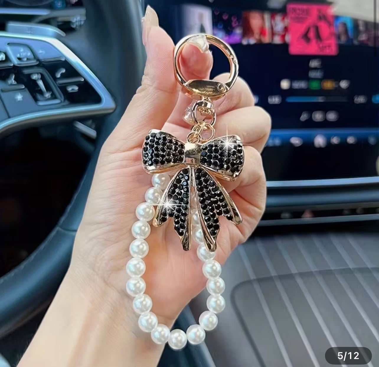Rhinestone Bow with Pearls