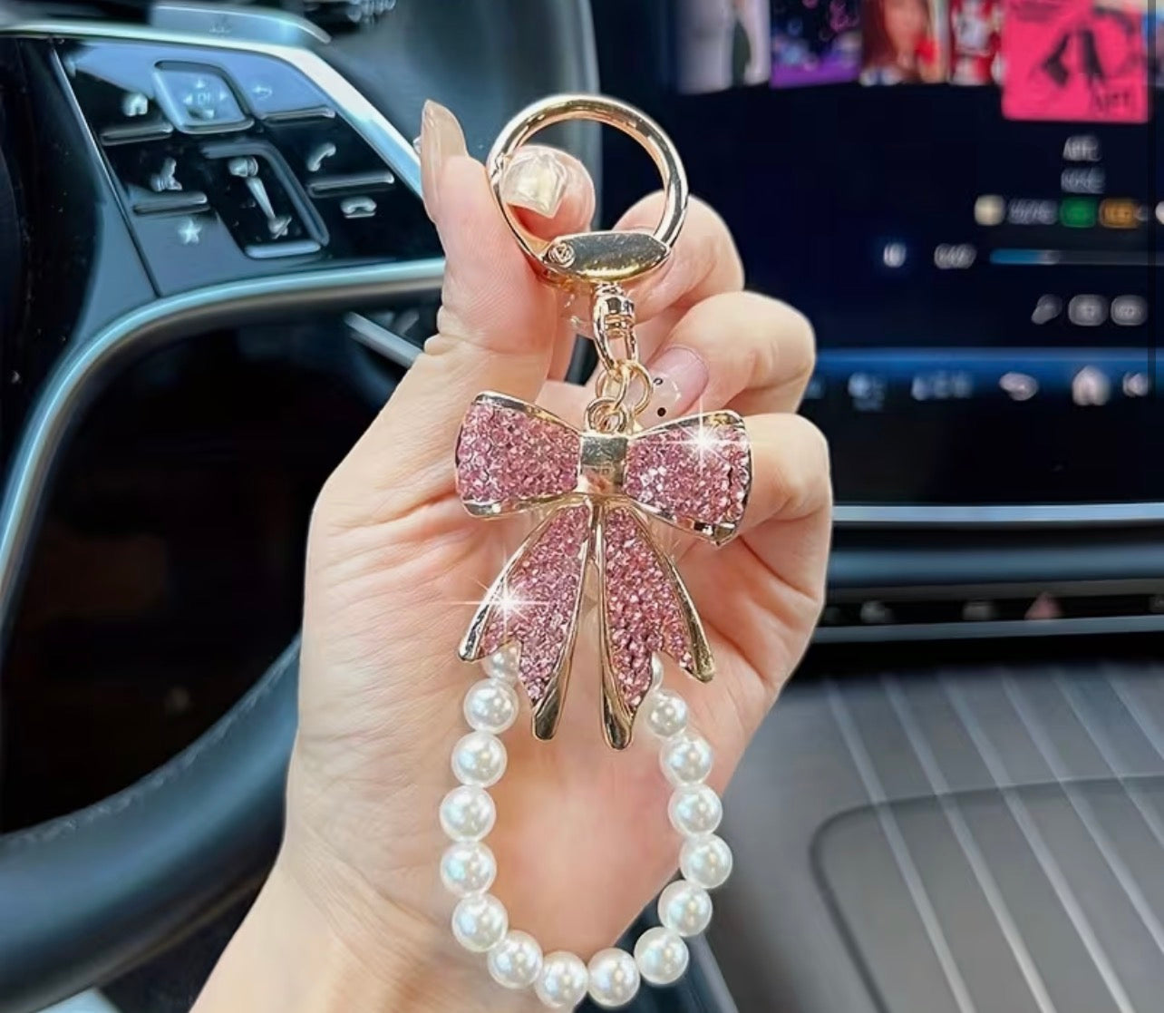 Rhinestone Bow with Pearls