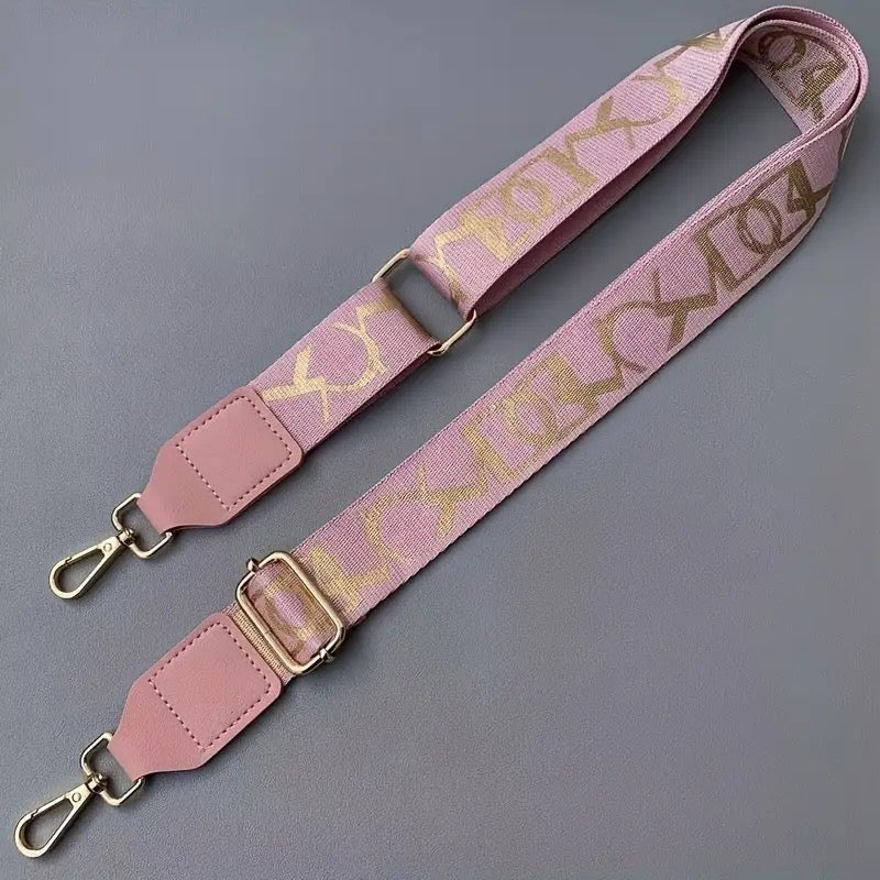 Premade Crossbody Strap Pink with Gold accents